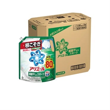 (ご予約商品) アリエールジェル部屋干し＆スポーツ つめかえメガサイズケース 1950g×4個 P＆G