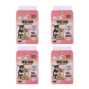 竹パルプ使用薄型消臭ペットシーツ まとめて4個   トップバリュ ベストプライス (TOPVALU BESTPRICE)(ワイド 90枚x4)
