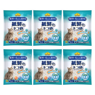 節水トイレにも流せる 紙製の ネコ砂 6.5L まとめて6個  トップバリュ ベストプライス TOPVALU BESTPRICE イオントップバリュ
