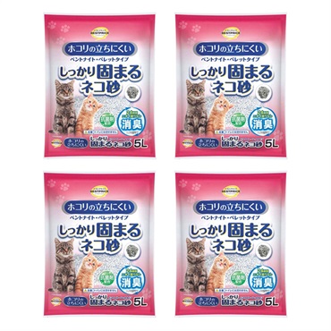 ホコリの立ちにくい固まるネコ砂 ベントナイトペレットタイプ 5L まとめて4個   トップバリュ ベストプライス (TOPVALU BESTPRICE)