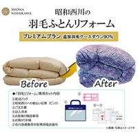 昭和西川　羽毛ふとんリフォーム　プレミアムプラン　追加羽毛 グースダウン90％(ブルー-シングルロング)