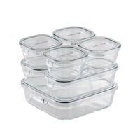 iwaki　耐熱ガラス　保存容器７個セット　パック＆レンジ　各色(クールグレー)