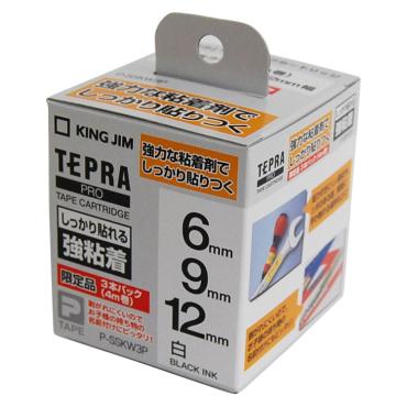 キングジム　テプラPROテープカートリッジ・強粘着テープ３本パック