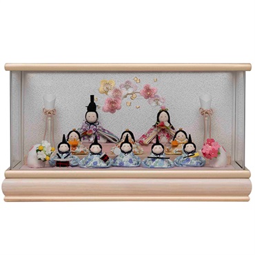 予約 福仙 ちりめん雛十人ケース飾り「koti」 ひな人形 雛人形 従業員