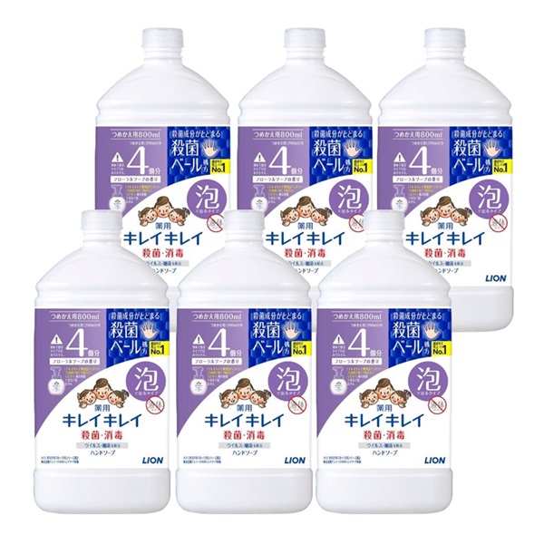 キレイキレイ 薬用泡ハンドソープ　詰め替え用 800ml　6個セット(フローラル×6)