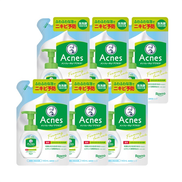メンソレータム アクネス 薬用ふわふわな泡洗顔 つめかえ用 140ml 6個