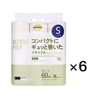 コンパクトにギュっと巻いたリサイクルトイレットペーパー(シングル60?) 18ロール×6袋 トップバリュ ベストプライス TOPVALU BESTPRICE(シングル60m × 18ロール× 6袋)