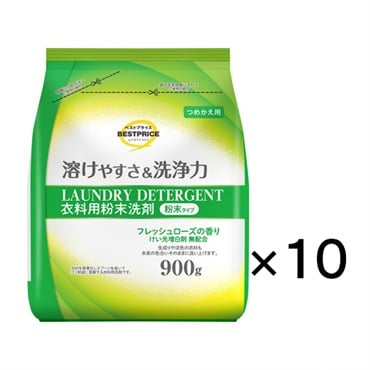 衣料用粉末洗剤 粉末タイプ フレッシュローズの香り つめかえ用 900g 10個セット トップバリュ ベストプライス TOPVALU BESTPRICE イオントップバリュ