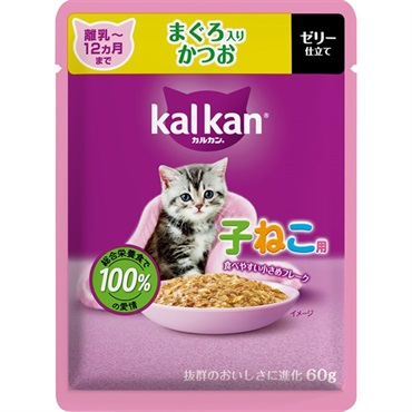 (従業員販売)カルカンパウチ１２ヵ月までの子ねこ用まぐろ入りかつお 60g