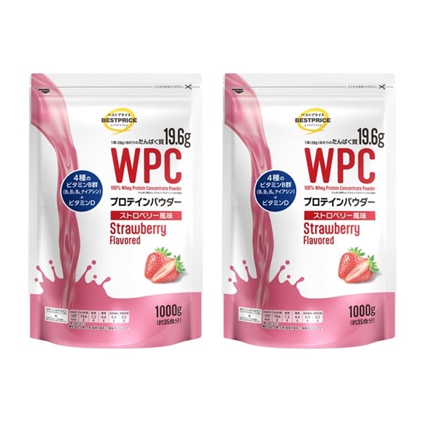 WPC ホエイプロテインパウダー ストロベリー風味 1000g まとめて2個 トップバリュ ベストプライス(1000g×2個)