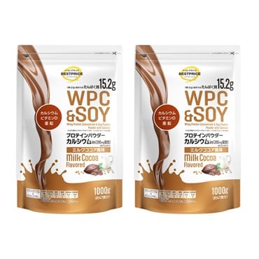 WPC&SOY プロテインパウダー カルシウムイン ミルクココア風味 1000g まとめて2個 トップバリュ ベストプライス