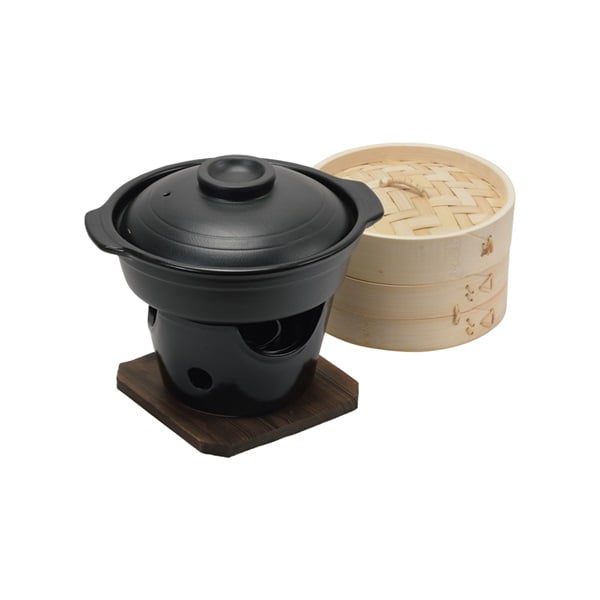 お一人様せいろセット／和ごころ 懐石 せいろ付陶器製鍋　コンロ付(HB-5412)