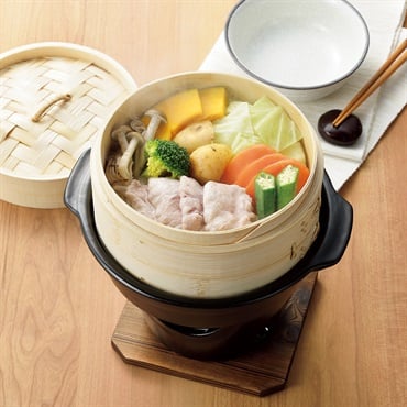 お一人様せいろセット／和ごころ 懐石 せいろ付陶器製鍋　コンロ付