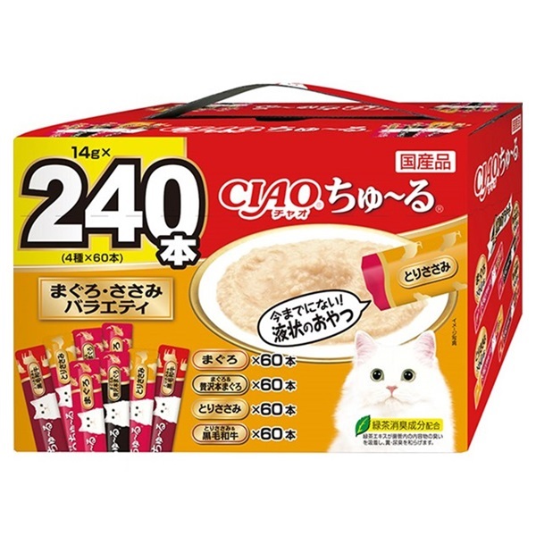(従業員販売)CIAO ちゅ～る バラエティ 14g×240本 チャオ いなばペットフード(まぐろ・ささみバラエティ)