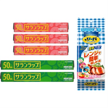 (従業員販売)旭化成お買い得セット　サランラップ 22㎝×50m×3本,30cm×50m×2本、リードクッキングペーパースマートタイプ36枚　旭化成ホームプロダクツ
