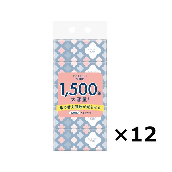 (従業員販売) スコッティ セレクトソフトパックティッシュ 300組×5箱×12個 scottie 日本製紙クレシア(300組×5箱×12個)
