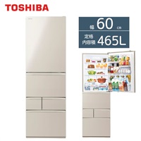 東芝　5ドア冷凍冷蔵庫　465L　GR-Y470GSK-EC【標準配送料2000円＋標準設置料4000円別途】(サテンゴールド)