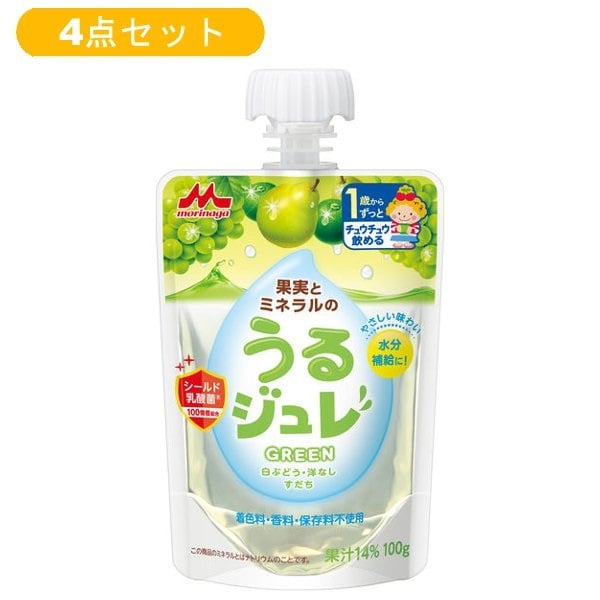 【4点セット】森永 果実とミネラルのうるジュレ GREEN 1歳頃～ ベビー飲料(2112344083767)