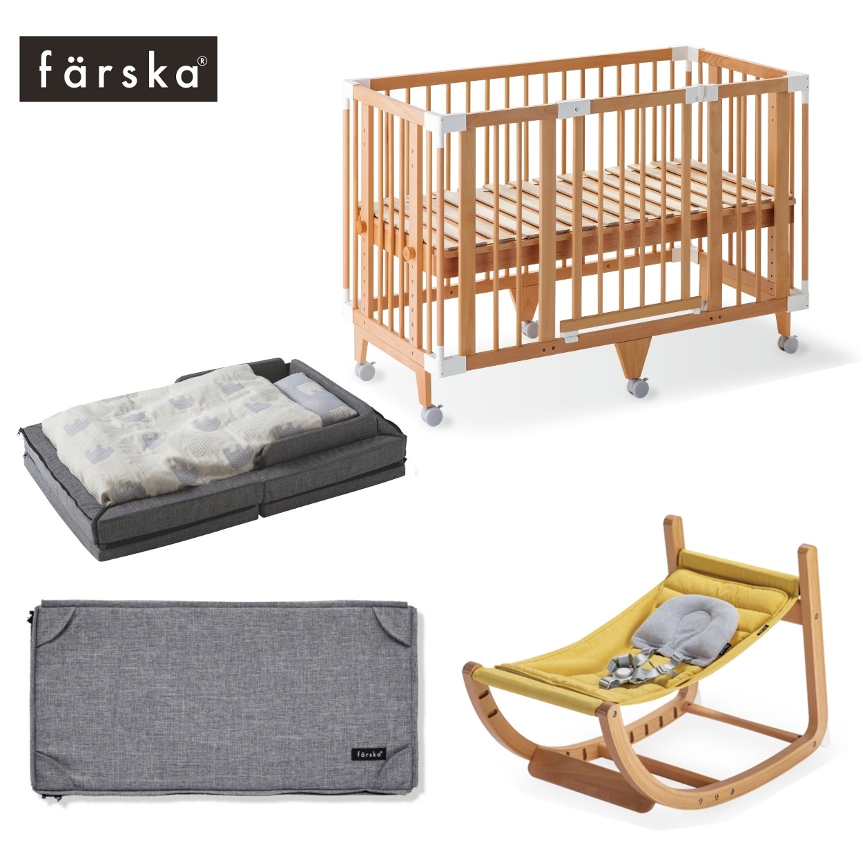 ファルスカ クリエイティブコット Long ナチュラル ベビーベッド 寝具