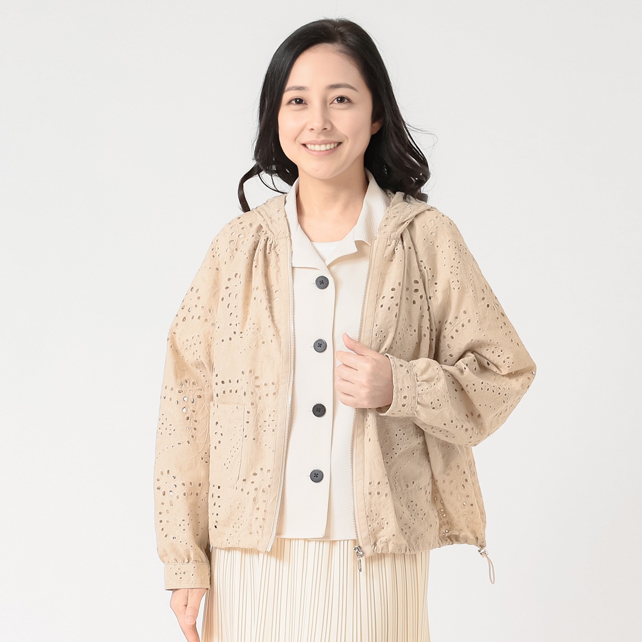 リーフ柄刺繍ブルゾン レディス PART2 BY JUNKO SHIMADA(パート2 BY ジュンコシマダ) 931973C(ウスチャ-11ｺﾞｳ)