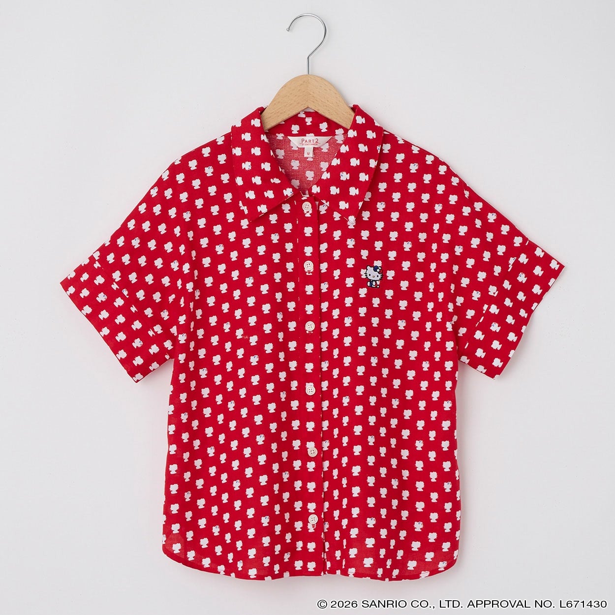 ハローキティ刺繍シャツブラウス PART2 BY JUNKO SHIMADA(パート2 BY ジュンコシマダ) 931031C(アカ-L)