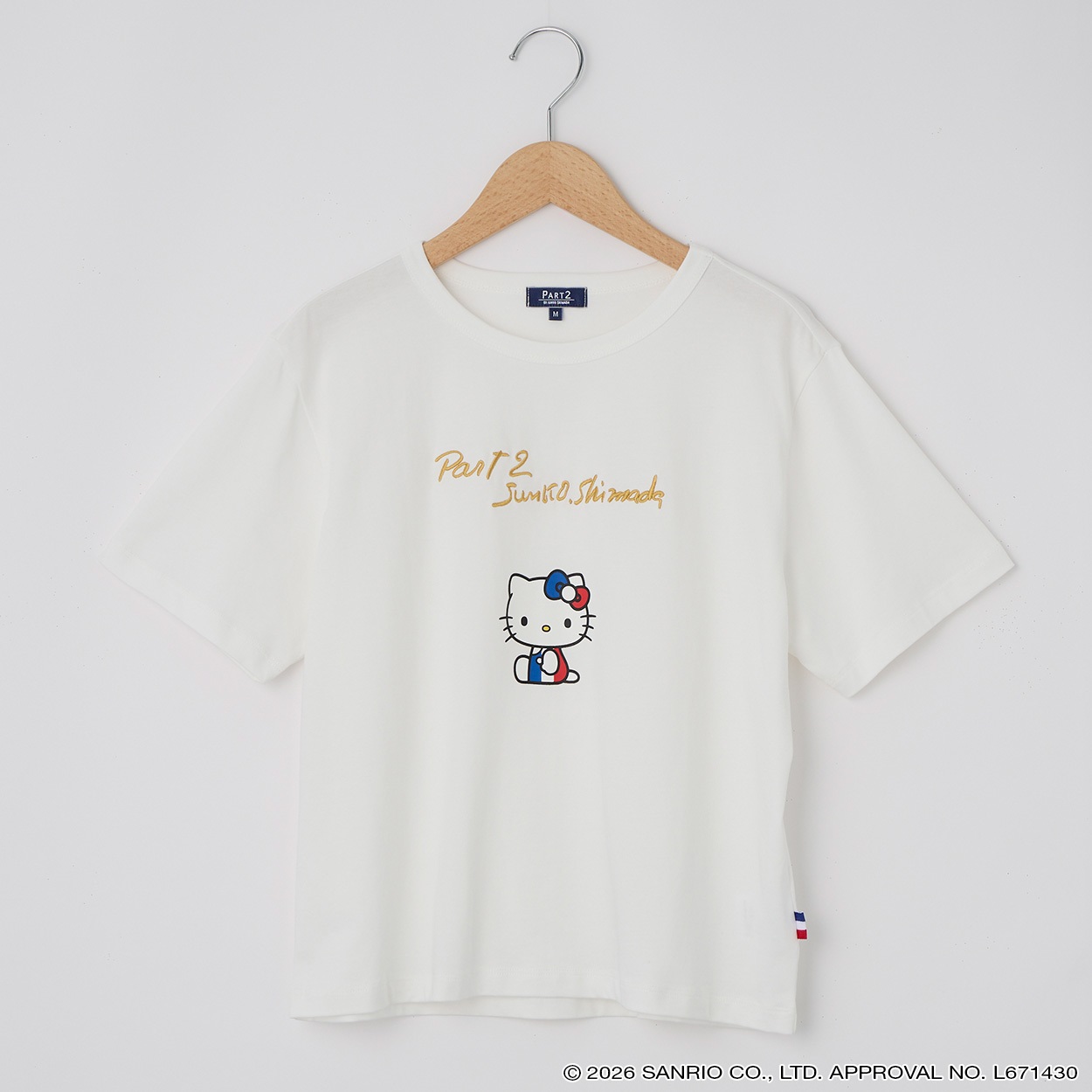 ハローキティトリコロ－ルプリントＴシャツ PART2 BY JUNKO SHIMADA(パート2 BY ジュンコシマダ) 933830C(キナリ-XL)
