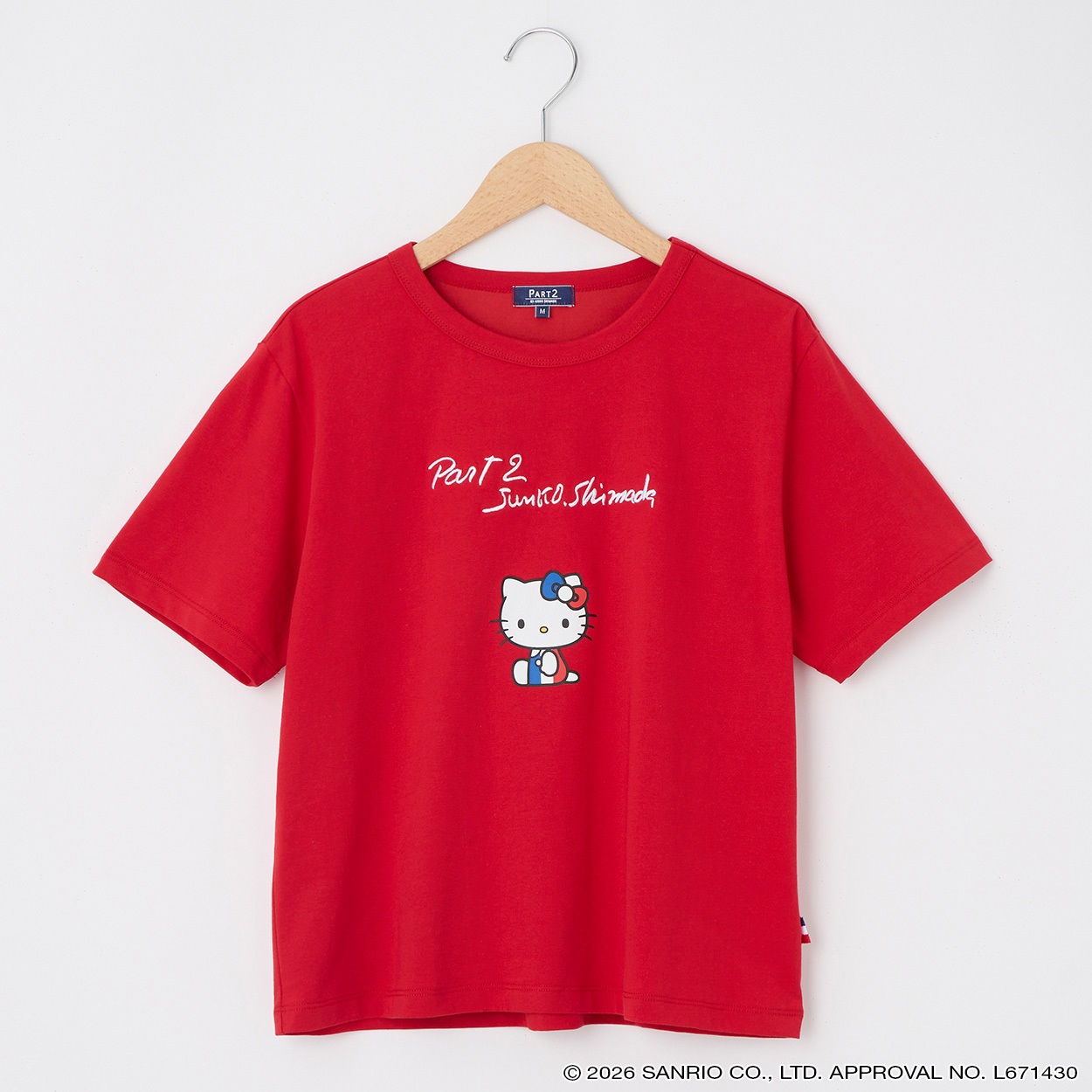 ハローキティトリコロ－ルプリントＴシャツ PART2 BY JUNKO SHIMADA(パート2 BY ジュンコシマダ) 933830C(アカ-L)