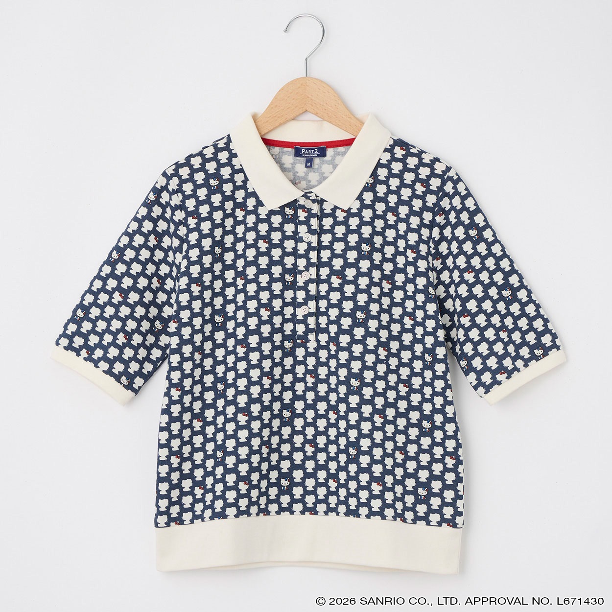 ハローキティ総柄ポロシャツ PART2 BY JUNKO SHIMADA(パート2 BY ジュンコシマダ) 933831C(キナリ-XL)