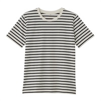 TVC オーガニックコットン クルーネック半袖Tシャツ レディス(Ａクロ（ボーダー）-S)