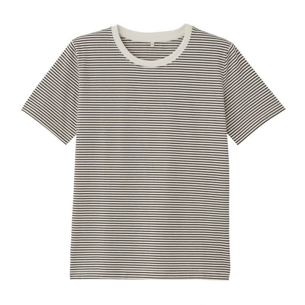 TVC オーガニックコットン クルーネック半袖Tシャツ レディス(ブラウン（ボーダー）-M)