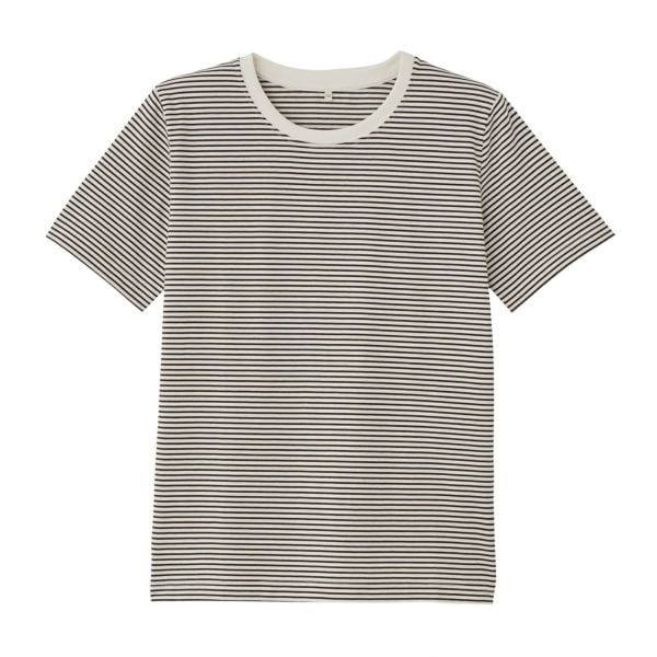 TVC オーガニックコットン クルーネック半袖Tシャツ レディス(ブラウン（ボーダー）-XL)