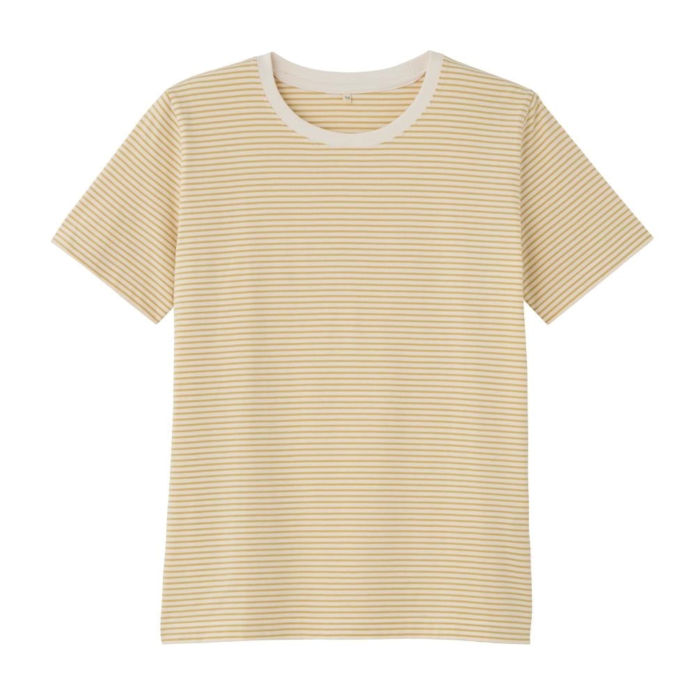 TVC オーガニックコットン クルーネック半袖Tシャツ レディス(イエロー（ボーダー）-S)