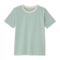 TVC オーガニックコットン クルーネック半袖Tシャツ レディス(グリーン（ボーダー）-S)