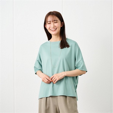 TVC シルキーコットン ひんやり抗菌防臭 ドルマン半袖Tシャツ レディス(グリーン-M)