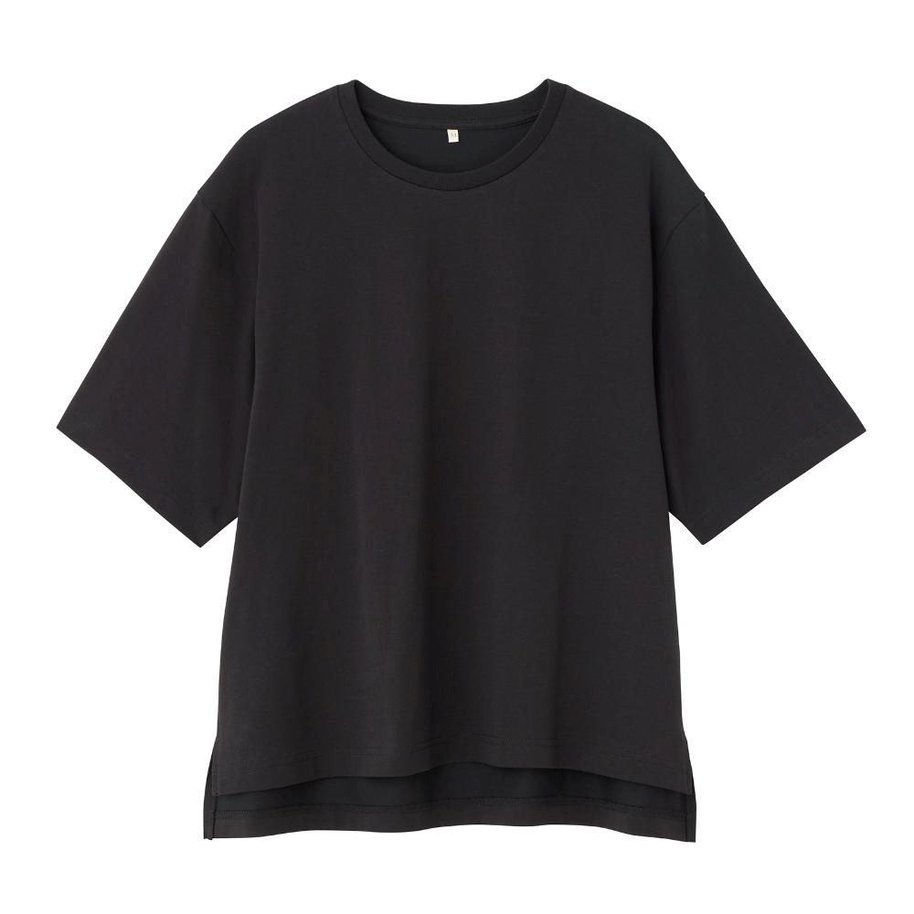 TVC 【ピースフィットクール】 遮熱・UV対策ひんやりサラサラ 5分袖Tシャツ レディス(クロ-L)