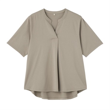 TVC シルキーコットン スキッパー襟Tシャツ レディス(ベージュ-XL)