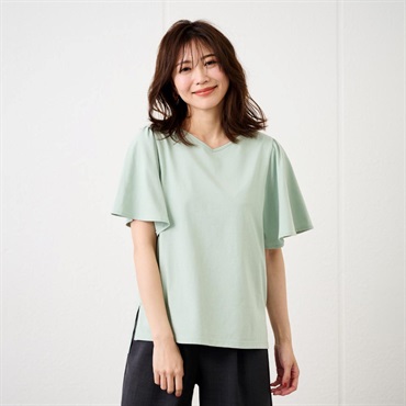 TVC 【ピースフィットクール】遮熱・UV対策 ひんやりサラサラ フレア袖Ｔシャツ レディス(グリーン-XL)