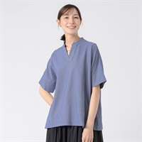 TVC(ティーヴィシー) サッカージャージー半袖スキッパーブラウス レディス(アオ-S)