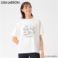 TVC(ティーヴィシー) リサ・ラーソン スケッチキャットフロッキープリントTシャツ レディス(シロ-M)