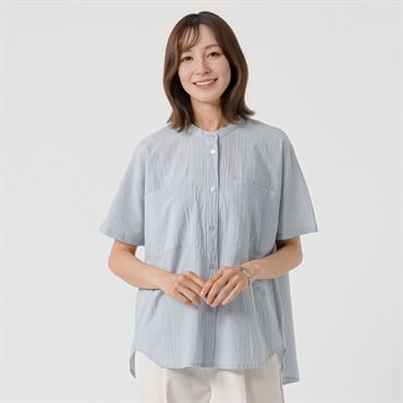 TVC(ティーヴィシー) 【BEST BUY】 サンドウォッシュ無地ポケット付ブラウス レディス(ウスアオ-S)