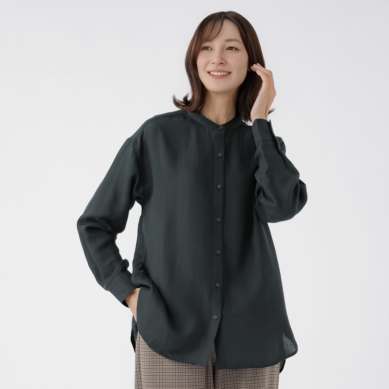 TVC(ティーヴィシー) コットンローン長袖チュニック レディス(クロ-XL)