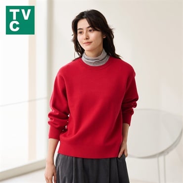 TVC(ティーヴィシー) 洗える・保湿 マシュマロタッチクルーネックプルオーバー レディス