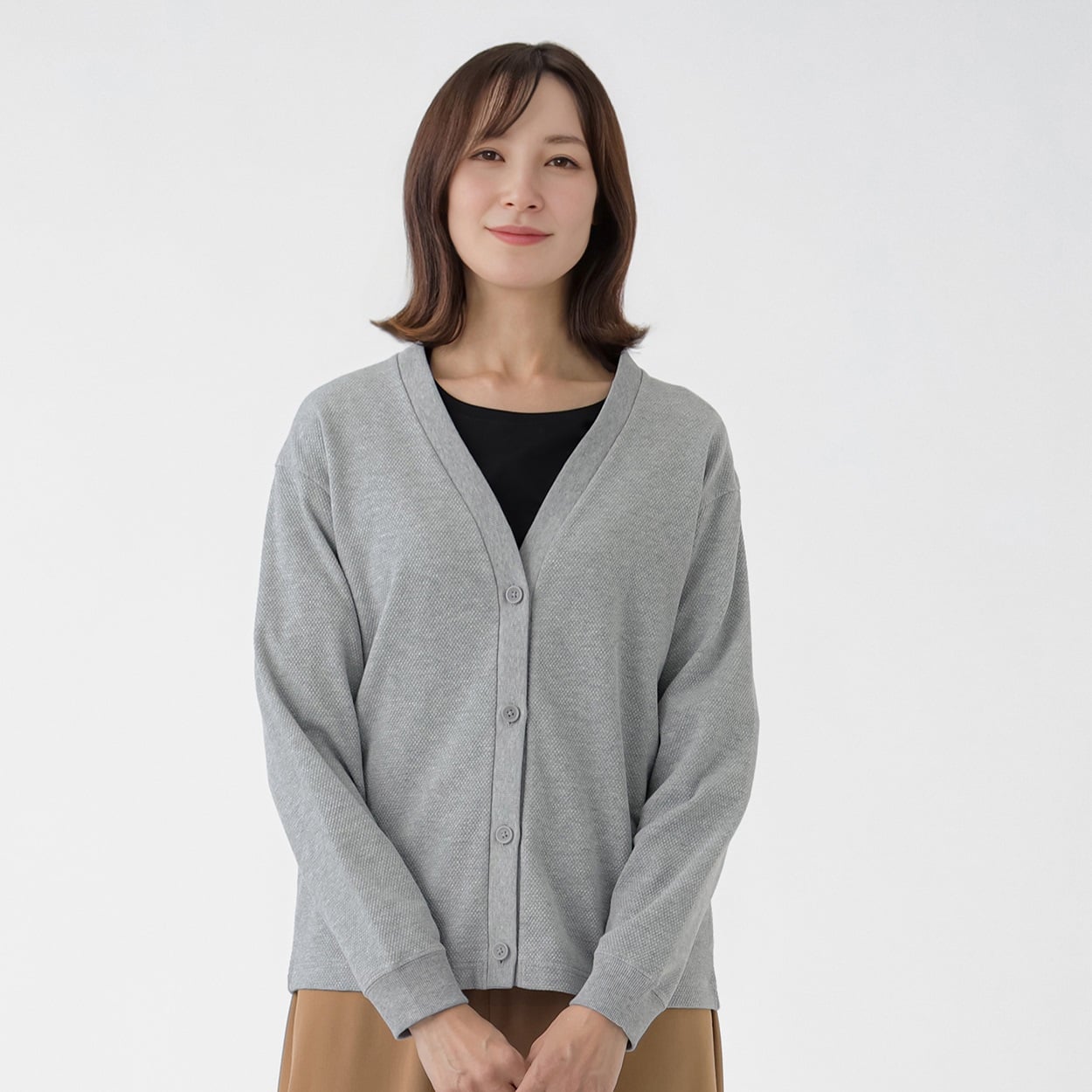 TVC(ティーヴィシー) ジャガードVネックカーディガン レディス(ウスクロ-XL)