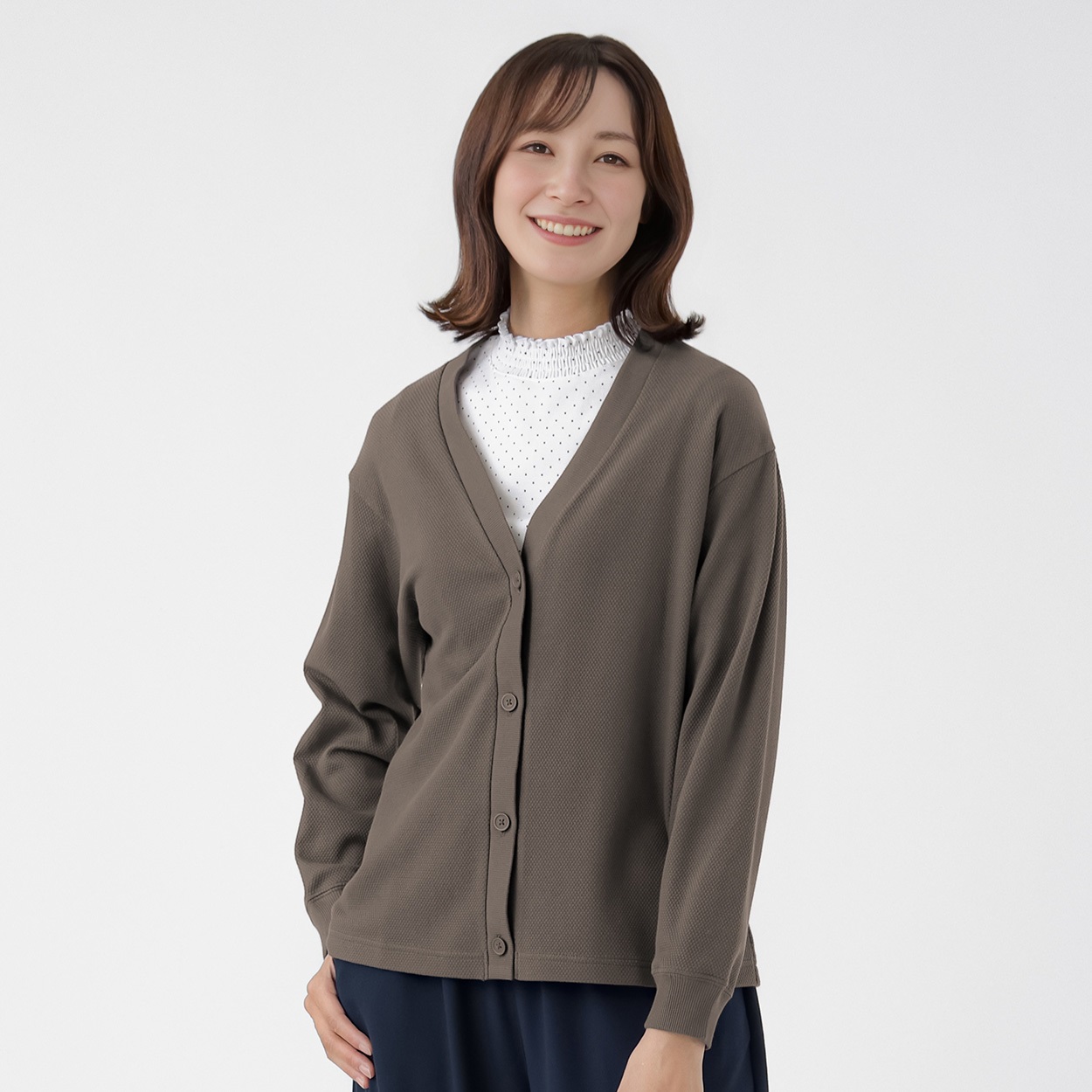 TVC(ティーヴィシー) ジャガードVネックカーディガン レディス(ウスチャ-XL)
