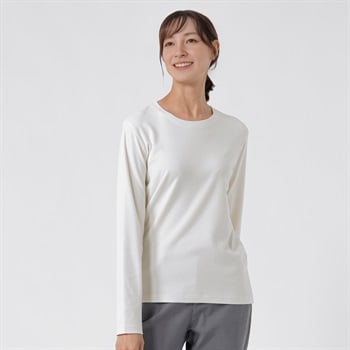 TVC(ティーヴィシー) コットン起毛クルーネック長袖Tシャツ（無地） レディス(アイボリー-S)