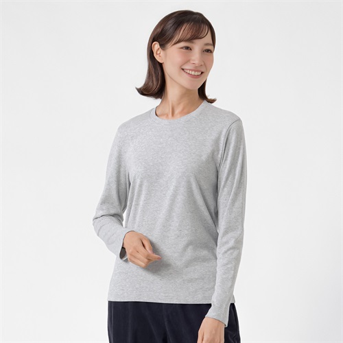 TVC(ティーヴィシー) コットン起毛クルーネック長袖Tシャツ（無地） レディス(ウスクロ-S)