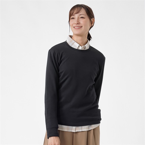 TVC(ティーヴィシー) コットン起毛クルーネック長袖Tシャツ（無地） レディス(クロ-S)