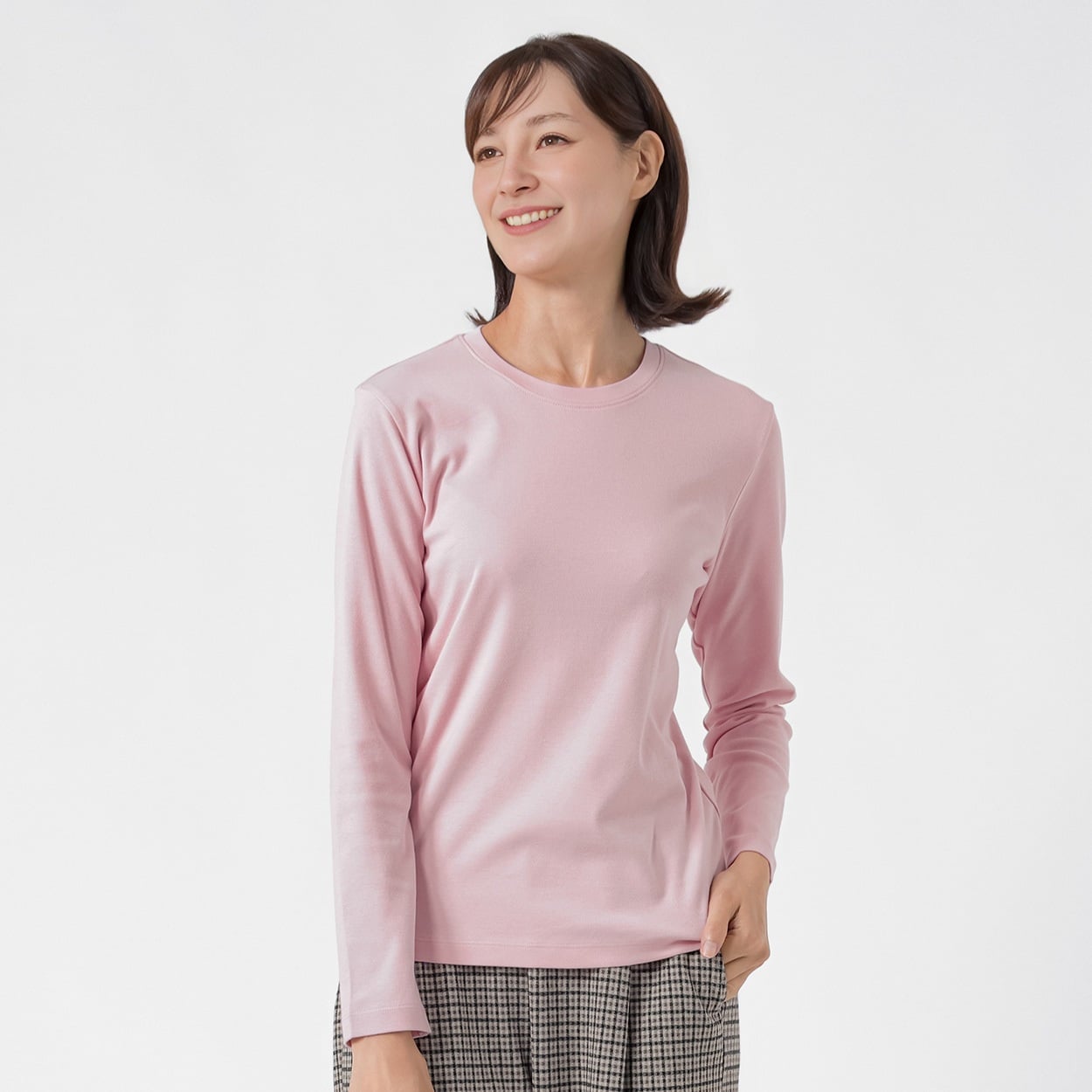 TVC(ティーヴィシー) コットン起毛クルーネック長袖Tシャツ（無地） レディス(コイムラサキ-L)
