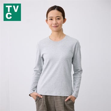 TVC(ティーヴィシー) コットン起毛クルーネック長袖Tシャツ（無地） レディス