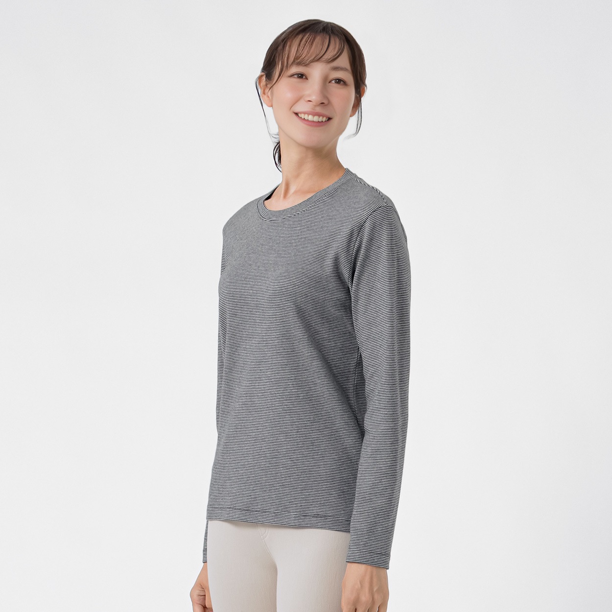 TVC(ティーヴィシー) コットン起毛クルーネック長袖Tシャツ（ボーダー） レディス(Ａクロ-M)